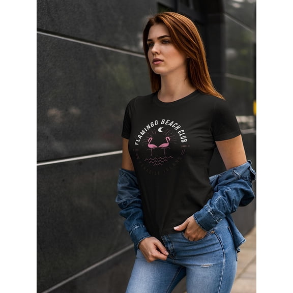 Pink Flamingo Beach Club T-Shirt Women -Image by Shutterstock, Female x-Large