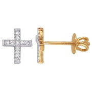 18kt Gold Over Sterling Silver Micro Pave Screwback Stud Earrings