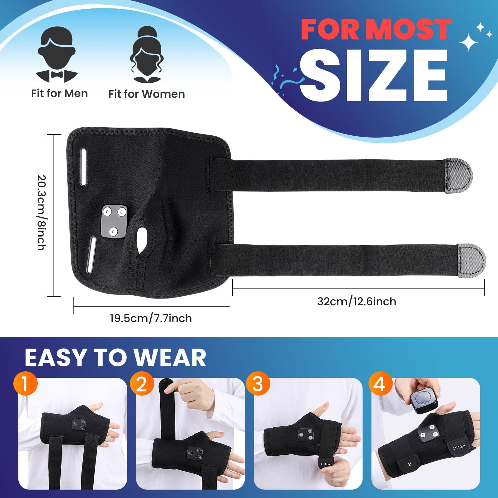 Wrist Heating Pad Wrap, Heated Wrist Brace, Cordless Heating Wrist Wrap , Hand Heating Pad,3 Heat Levels, Carpal Tunnel Relax, Gifts for Family, Travel,Right Hand,Black