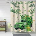 thumbnail image 2 of St Patricks Day Shower Curtain Green Truck Lucky Clover Shower Curtains for Bathroom Shamrock Green Eucalyptus Leaves Bath Curtains Sets for Spring Irish Holiday Decor Waterproof Standard 72" X 72", 2 of 5