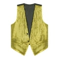 thumbnail image 5 of Haitryli Men's Glitter Sequins Waistcoat Sleeveless Vest Disco Party Club Wear Gold M, 5 of 7