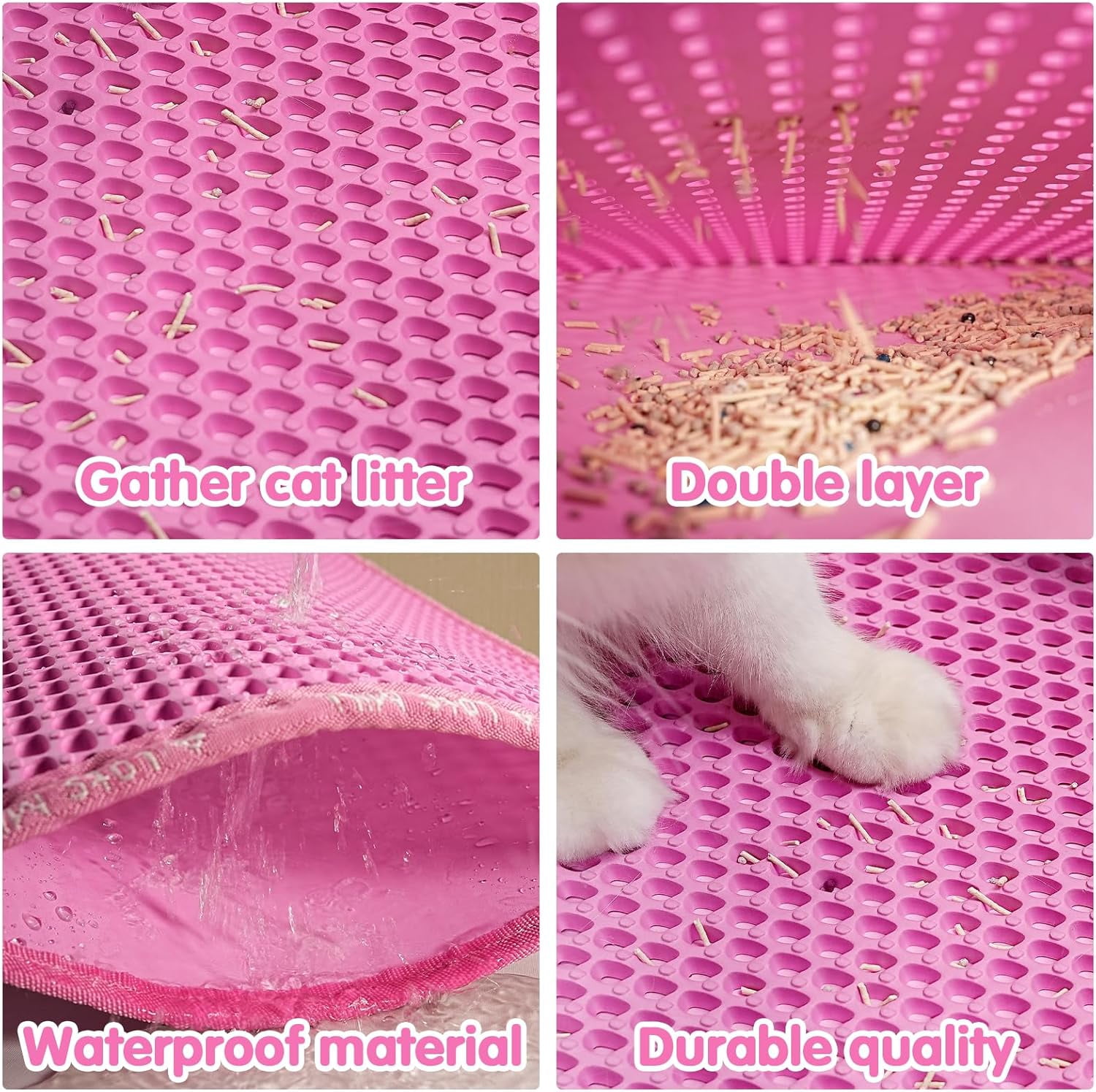 Double Layer Cat Litter Mat, Honeycomb Design, Urine Waterproof, Easy Clean