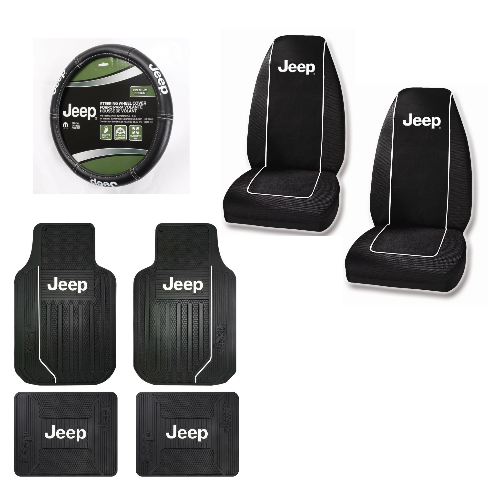 Jeep Logo 2 Front Vinyl Floor Mats and 2 Rear Vinyl Floor Mats with 2