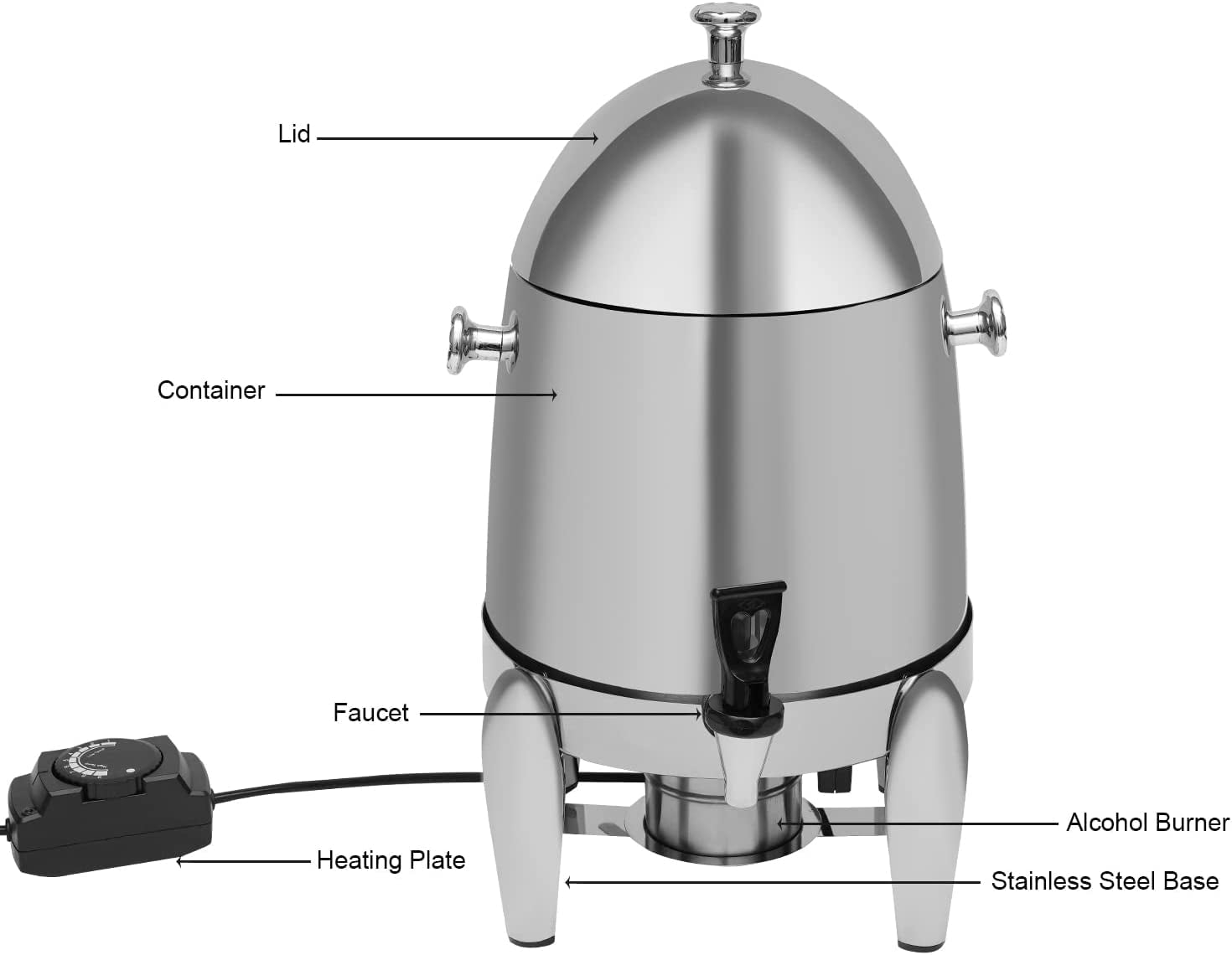 Drink Dispenser Parties Stainless Steel Hot and Cold Beverage Dispenser Tea Dispenser Water Dispenser 3.2-GAL 12L with Ice Container Pure-Steel Spigot