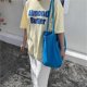 thumbnail image 5 of Bolso azul de moda coreano para mujer, bolso de hombro grande con estampado de moda, bolso de compras de lona., 5 of 5