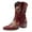 Red, variant on Leozcaa Cowboy Boots for Women Western Cowgirl Boots Embroidered Pointed Toe Chunky Heel Mid Calf Boots