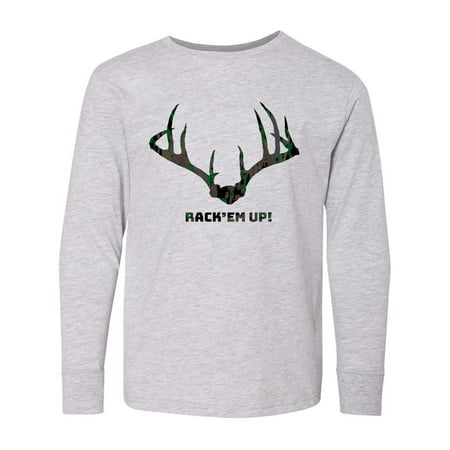 Inktastic Rack Em Up! in Camo Long Sleeve Youth T-Shirt