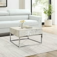thumbnail image 5 of Pasargad Home Safari Stainless Steel & Cowhide Coffee Table, Silver, 5 of 5
