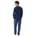 thumbnail image 3 of Hanes Men's Micro Fleece Sleep Set, Thermal Top with Plaid Printed Pajama Pants, Blue, 3 of 6