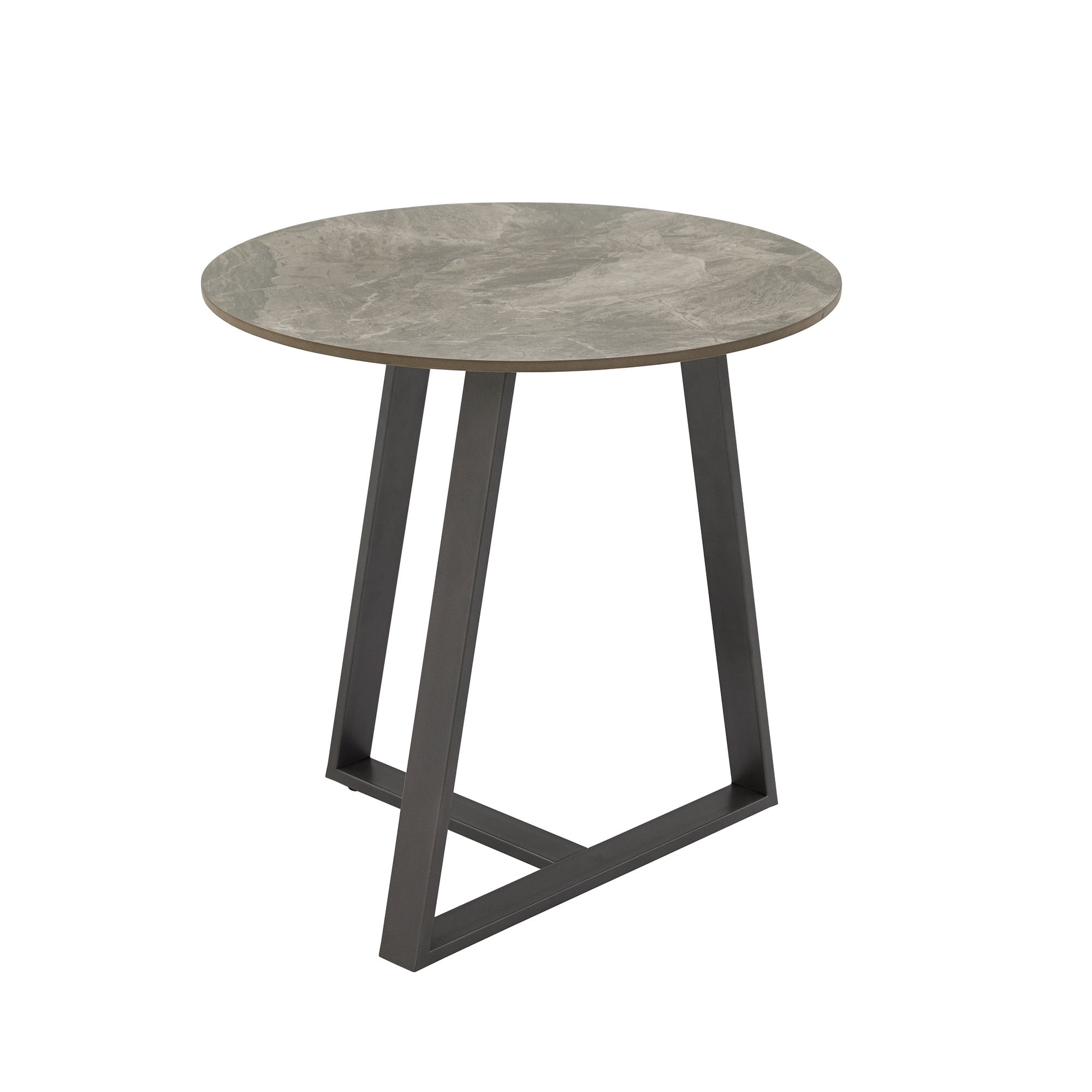 Weston Home Dinant Stone with Grey Metal Base End Table, Grey