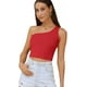 thumbnail image 1 of Top corto acanalado sin mangas con un hombro sexy para mujer, rojo (l) Feliz Sencillez, 1 of 5