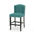 thumbnail image 3 of Noble House Maurice Wingback Counter Stool, Set of 2, Teal, Dark Brown, 3 of 9