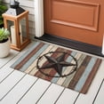 thumbnail image 5 of Farmhouse Star Washable Small Entryway Area Rugs 2'x3', Country Stars Red Brown Beige Wood Grain Low Pile Throw Rug Non-Slip Sturdy Edge Binding Carpet for Front Door Floor Room Entry, 5 of 9