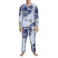 thumbnail image 3 of Salouo Turtle with Blue Stones Print Button-Front Long Sleeve Pajama Set for Men, Soft 2Pjs Men's Long Sleeve Sleepwear-Medium, 3 of 7
