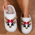 thumbnail image 4 of Christmas Reindeer Slippers for Womens Mens Plush Warm Slippers Fuzzy House Slippers Christmas Gifts for Women Girlfriend Gray Size 10, 4 of 8