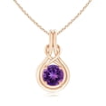 thumbnail image 1 of Angara Collier en Améthyste Naturelle - Pendentif Solitaire en Améthyste Ronde 1,7 ct Nœud Infini en Or Rose 14K pour Femmes, 1 of 8
