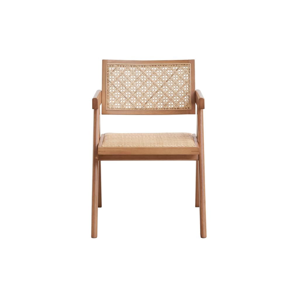 Acme Furniture Furniture Velentina 18" Rattan & Wood Arm Chair in Natural (Set of 2)