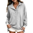 thumbnail image 4 of Mock Neck Sweatshirt for Women Oversized Casual Button Henley Neck Pullover Tops, 4 of 6