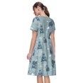 thumbnail image 2 of Bixox Robe d'Été à Manches Courtes pour Femmes Robe Ample Longueur Genou avec Poches Hippopotame Mignon, 2 of 7