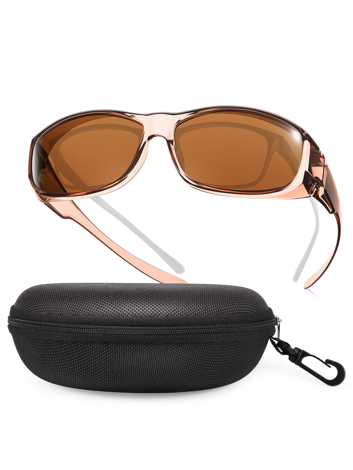 TINHAO Fit Over Wrap Around Sunglasses for Men Women with Hard Case, Polarized UV400 Wear Over Prescription Glasses