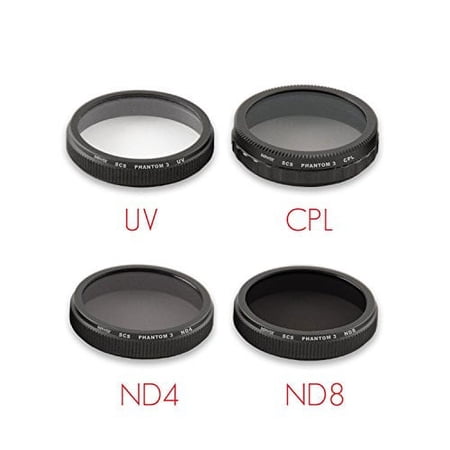 UPC: 0636980785813 | Sky Capture Series 4-Piece Filter Kit for DJI Phantom 3 Professional and Advanced (UV + CPL + ND4 + ND8)