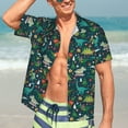 thumbnail image 7 of Qekee Christmas Dinosaur colorful Print Hawaiian Shirt for Men Short Sleeve Button Down Shirts Beach Tropical Casual Shirts,Medium, 7 of 7