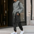 thumbnail image 2 of Fewfanhot Men Sweatsuits Sets Button Down Bomber Jacket Matching Cargo Sweatpants Set with Pockets Loose Athletic 2 Piece Outfits, 2 of 4