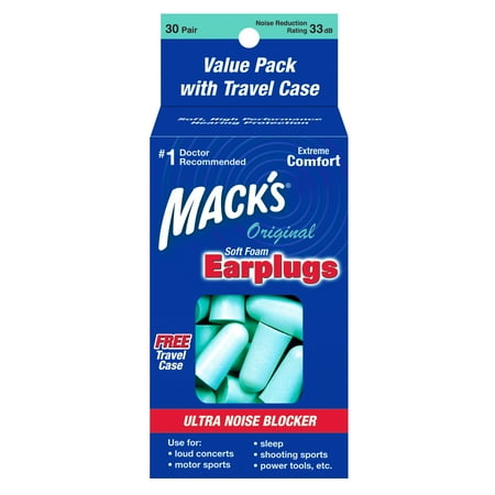 Mack's Original Soft Foam Earplugs, 30 Pair - 33dB Highest NRR, Comfortable Ear Plugs for Sleeping, Snoring, Work, Travel & Loud Events | Made in USA