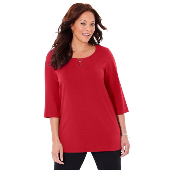 Catherines Women's Plus Size Suprema Studio Double-Ring Tee