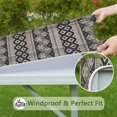 thumbnail image 6 of Boho Black and White Diamond Striped Ethnic Pattern Square Fitted Tablecloth with Elastic Edge,Square Table Cover,Washable Elastic Table Cover for Home Kitchen Party Decor 36"x36", 6 of 6