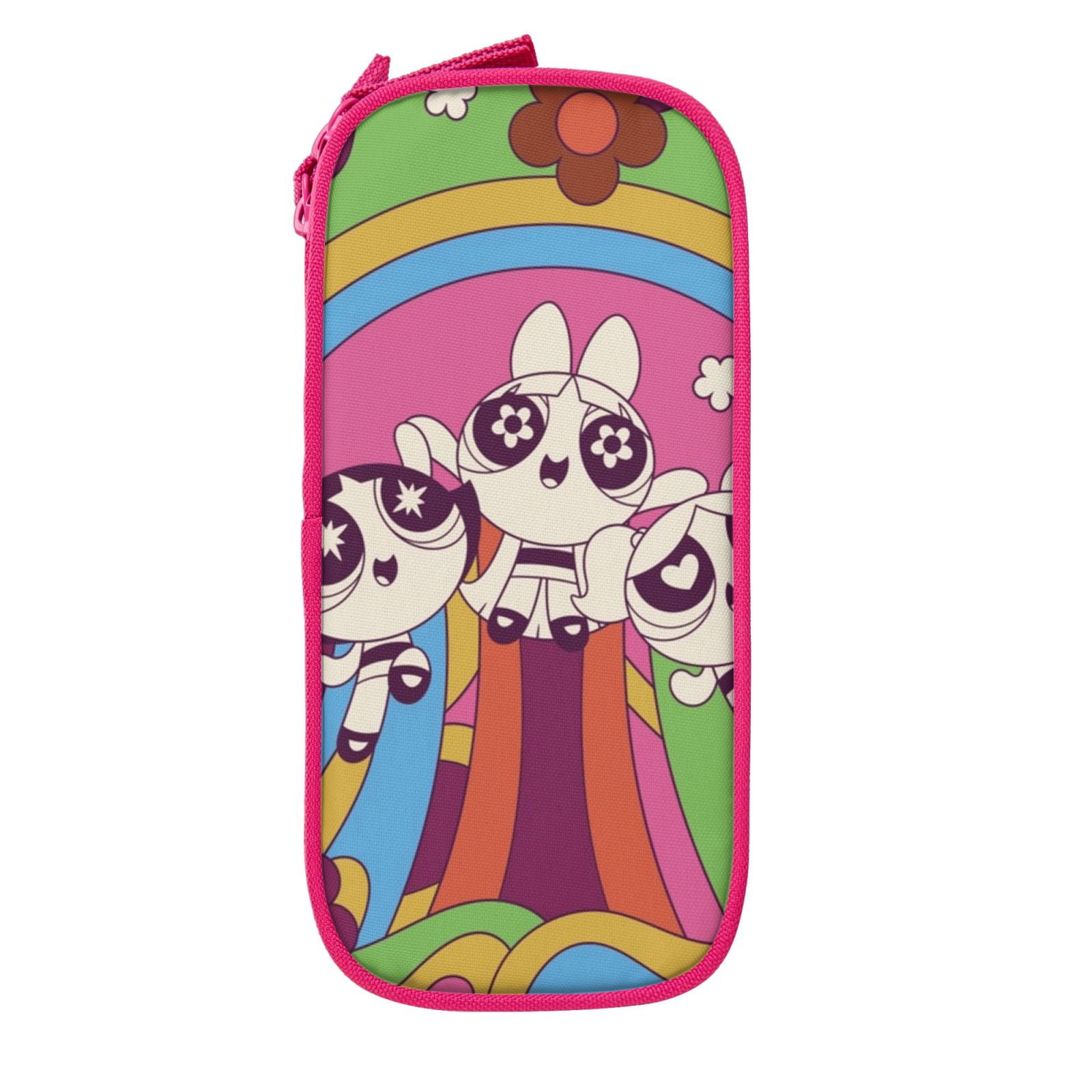 The Powerpuff Gi-rls Pencil Case Large Capacity Pencil Pouch Penbag Office Stationery Organizer Travel Makeup Bag Pink