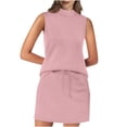 thumbnail image 2 of Bovxnpu Summer 2 Piece Set for Women, Women 2 Piece Skirt Set Summer Beach Vacation Outfits Women Sleeveless Mock Neck Tops + Skirt Lounge Matching Set, 2 of 7