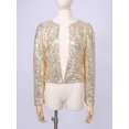 thumbnail image 2 of Miutii Women Party Club Cocktail Sparkly Jacket Sequins Cardigan Coat Outerwear Slim Fit Cover Ups Gold S, 2 of 8