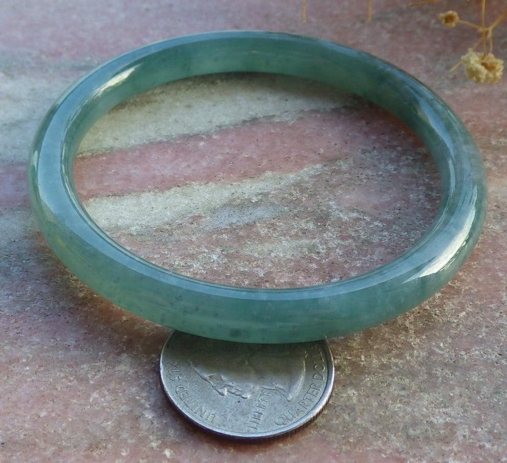 Icy Green Natural A JADE Jadeite Circle Bangle Bracelet 59 mm 680541 TN