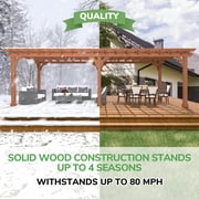 VEIKOUS 24' x 12' Outdoor Cedar Wood Pergola, Pergola Grape Trellis for Climbing Plant W/ Ground Stakes for Garden & Deck