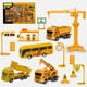 thumbnail image 2 of Juego de vehículos de construcción | Juego de juguetes de fundición a presión de 13 piezas | Camión volquete giratorio de grúa torre Autobús con estación de gas, señales de tráfico, tambores de, 2 of 7