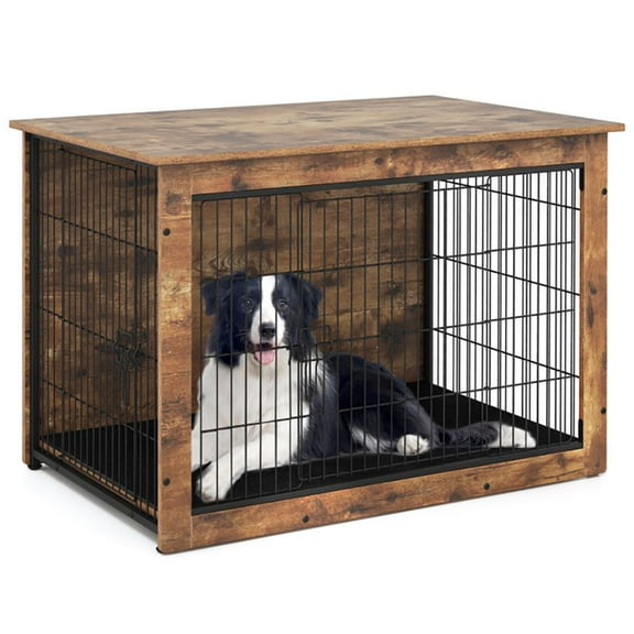 Barara King Dog House,Pet House,Dog Crate Furniture with Cushion and Double Doors for Small/Medium Dogs-37 Inches