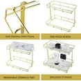 thumbnail image 6 of Bathroom Organizer Countertop Perfume Organizer Makeup Organizer Cosmetics Storage Display Rack Vanity Tray Dresser Stainless Steel Gold Shelf White Marble Ceramic Tray, 6 of 8