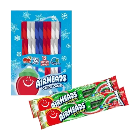 Holiday Fruity Candy Canes & Sour Berry Candy Strips Bundle, Assorted Flavors