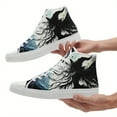 thumbnail image 3 of Coolcustomize Women's Gothic Halloween High-Top Sneakers - Enchanted Witch Print, Lightweight Breathable Trainers with Lace-Up Closure, Black & Blue Design for Casual Streetwear, Fashionable Footwear, 3 of 10