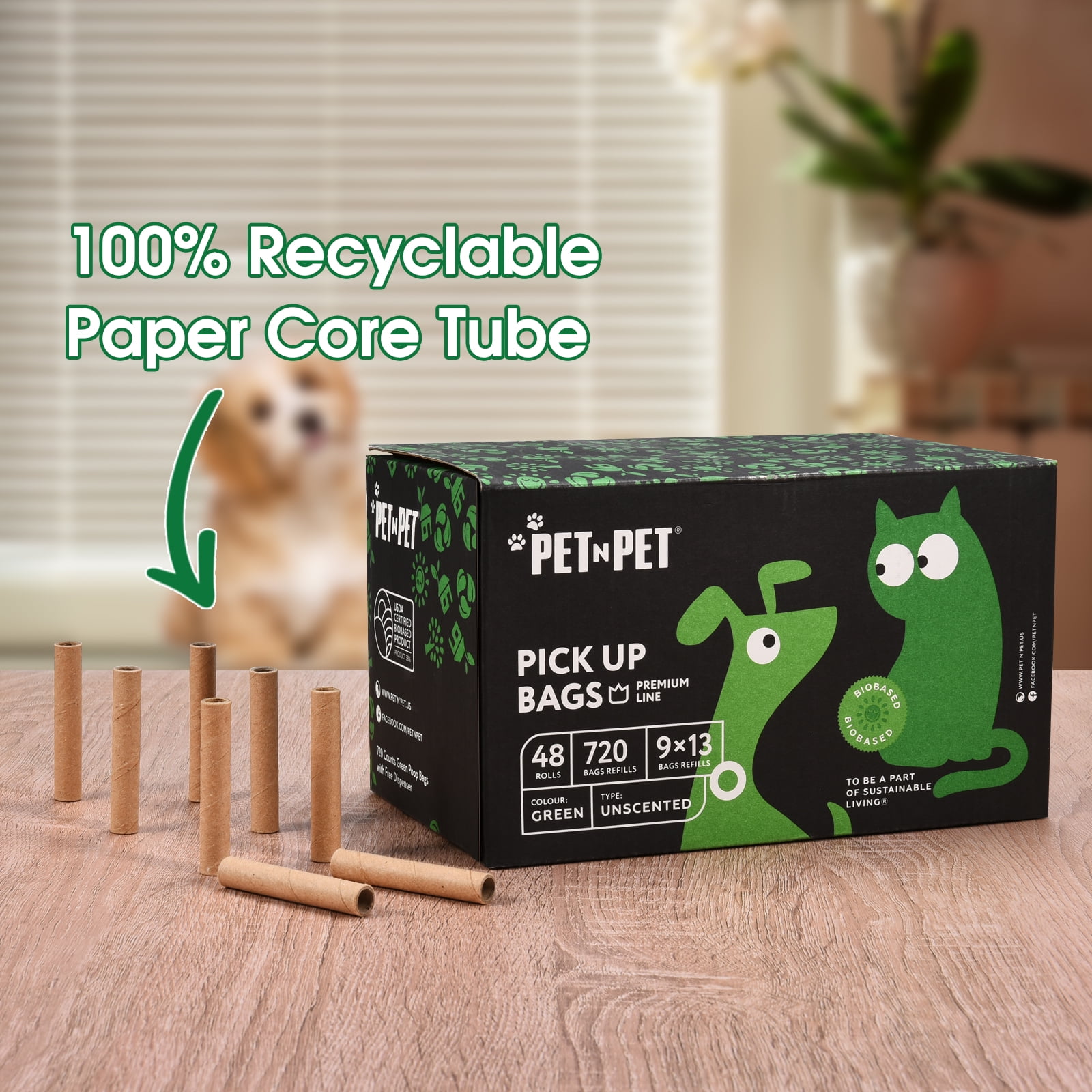 Pet N Pet Dog Waste Bags USDA Certified 38% Plant Based & 62% PE, 1080  Leak-Proof, Extra Thick Large Dog Poop bag Rolls - Green GPETNPET1000 - The  Home Depot