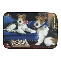 Fox Terrier Checkmates Dish Drying Mat