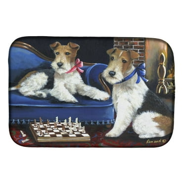 Fox Terrier Checkmates Dish Drying Mat