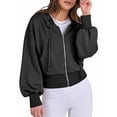 thumbnail image 2 of Sudaderas con Capucha y Cremallera para Mujer, Sudaderas , Casuales, Cómodas y Bonitas, Chaquetas con Cremallera, Conjuntos de Otoño A . Negro S, 2 of 10