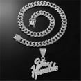 thumbnail image 2 of Hip Hop Splicing Letters Pendant Necklace With 13mm Miami Cuban Chain Iced Out Bling HipHop Necklaces Fashion Jewelry, 2 of 7
