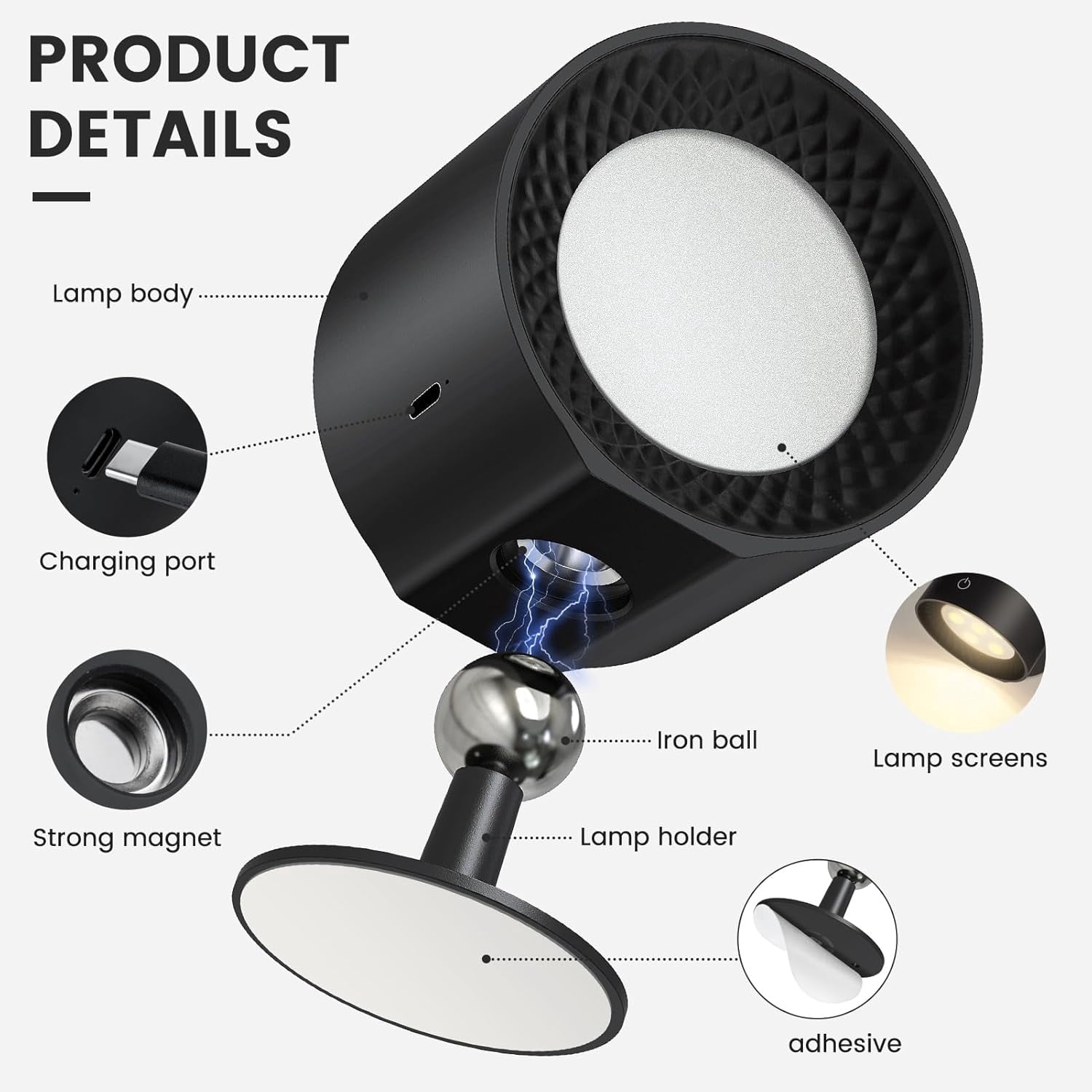 LED Wall Mounted Lights 2 Pcs with Remote, Wall Sconces Lamp 2000mAh Rechargeable Battery Operated, 3 Color Temperatures & Dimmable Magnetic 360° Rotation Cordless Light for Bedroom Bedside