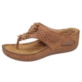 thumbnail image 6 of Platform Flip Flops for Women Bohemian Flower Hollow out Orthopedic Sandals Comfy Arch Support Footbed Slides Wedges Heels Slip on Beach Shoes Brown Size 9, 6 of 6