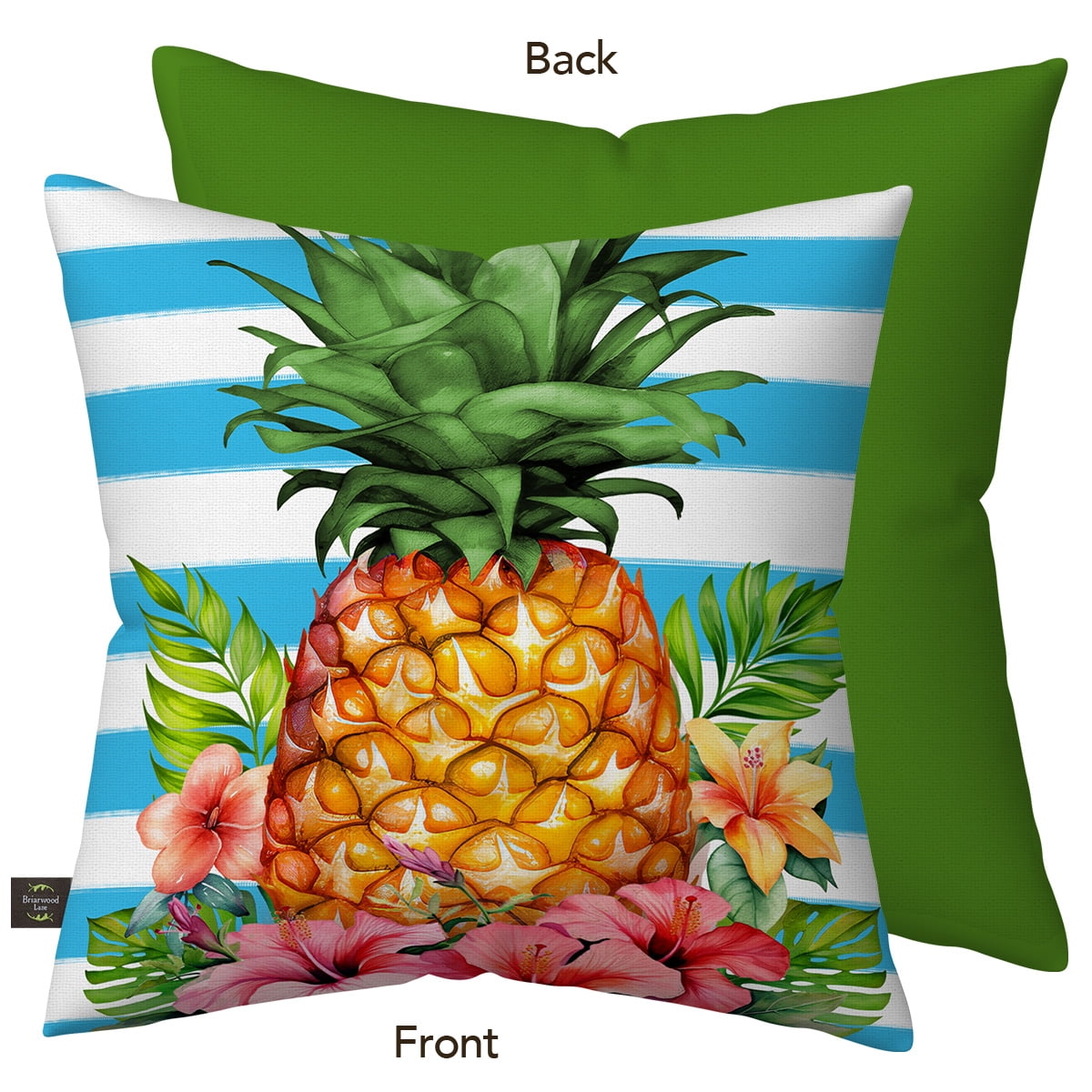 Briarwood Lane Everday Indoor/Outdoor Pillow 17x17 Pineapple and Stripes For Everday Pillow