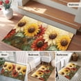 thumbnail image 5 of 2x3 Ft Entryway Area Rug, Summer Sunflowers Kitchen Rug Runner Washable Floor Mat, Vintage Oil Painting Red Yellow Floral Non Slip Indoor Door Mat Throw Carpet for Bathroom Living Room Bedroom, 5 of 8