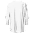 thumbnail image 5 of Agkizg Womens Fall Clothing Plus Size Womens Tops Long Sleeve Blouses Solid Color Crew Neck 3/4 Sleeve Bow Detail Loose Fitting T-Shirt XXXXXL, 5 of 5